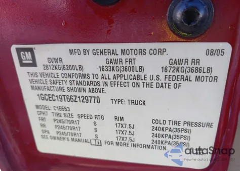 2006 Chevrolet Silverado 1500 Lt2 z USA, uszkodzony, nr VIN 1GCEC19T66Z129770